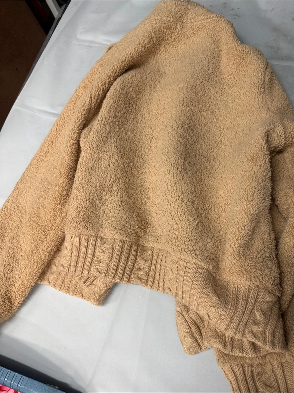 Kids Sherpa Pea Coat in Tan - Soft Zip Jacket